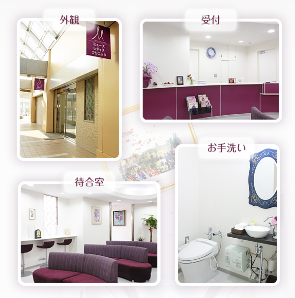 外観、受付、待合室